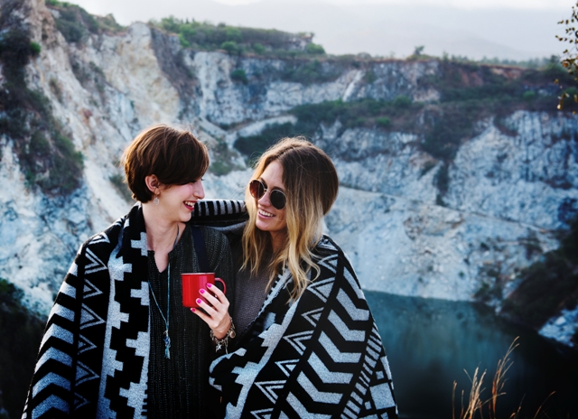 Happy Women in mountains