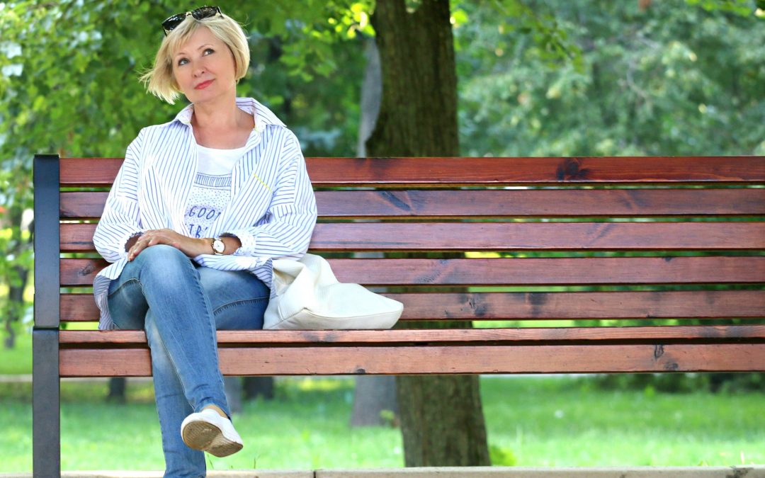 woman bench